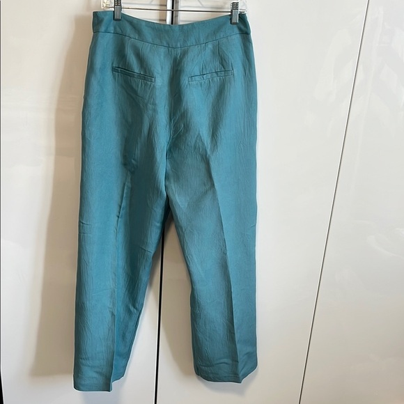 DYNAMITE Yasmin Straight Leg Linen Pants Turquoise, Size 8 - Picture 11 of 14